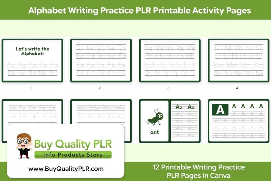 Alphabet Writing Practice PLR Printable Activity Pages