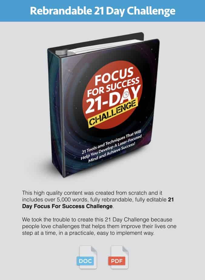 Focus For Success Premium PLR 21day Challenge