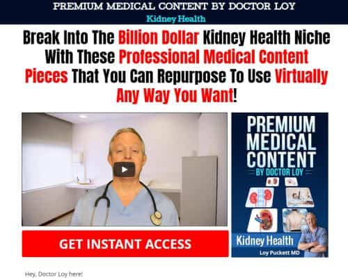 Kidney Health Premium Medical PLR Content by Dr Loy