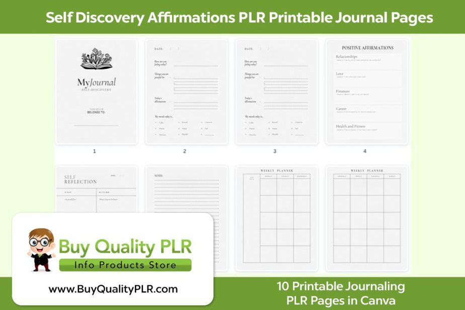 Self Discovery Affirmations PLR Printable Journal Pages