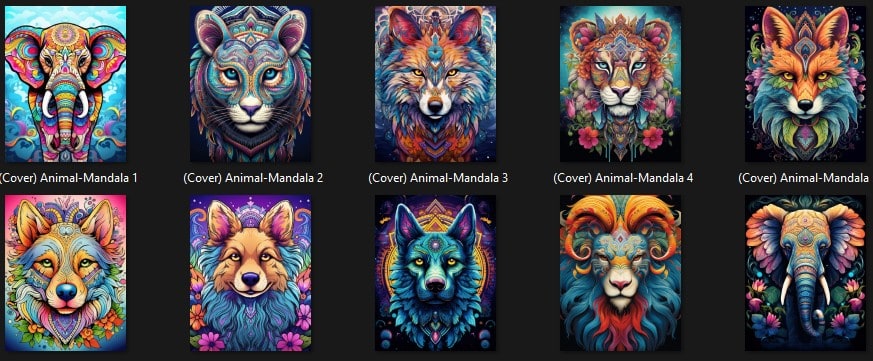 Amazing Animals Mandala PLR Coloring Book Resell PLR Illustrations