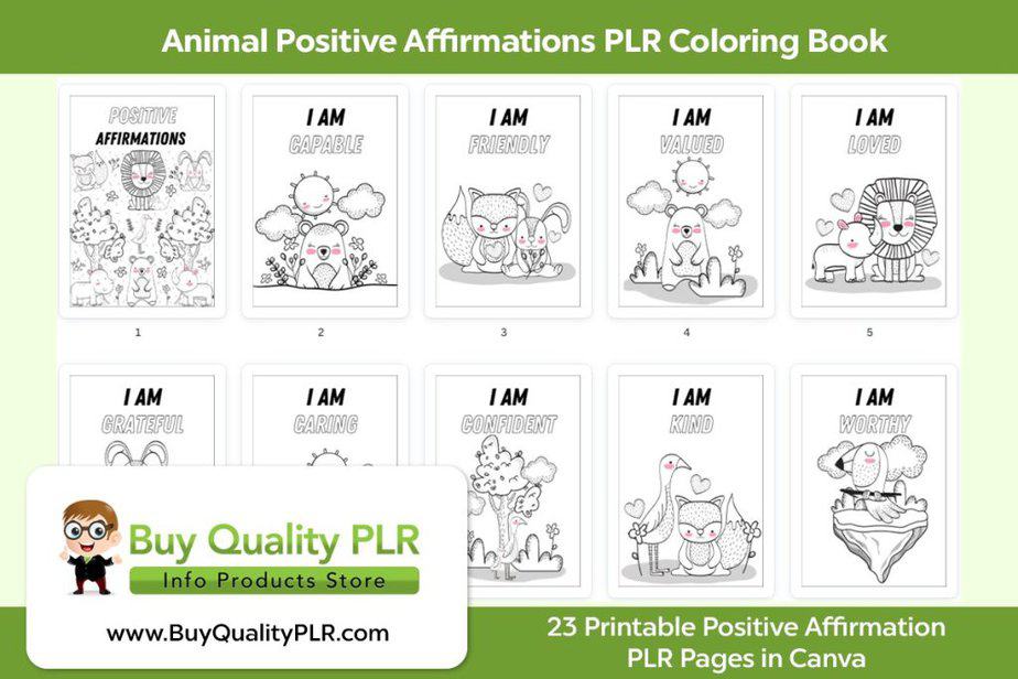 Animal Positive Affirmations PLR Coloring Book