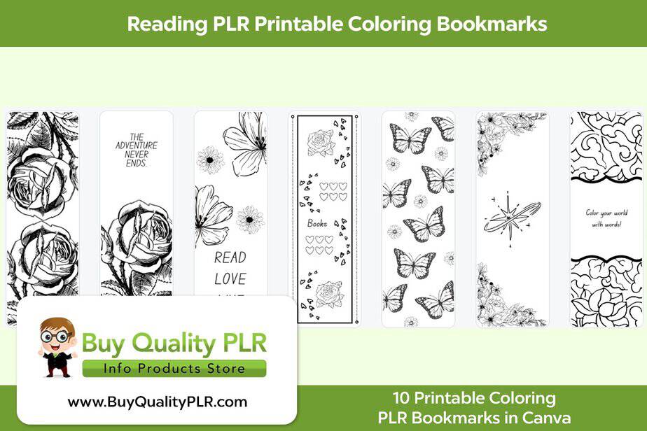 Reading PLR Printable Coloring Bookmarks