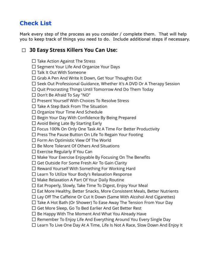 30 Easy Stress Killers PLR Lead Magnet Toolkit | Fight Stress PLR Report