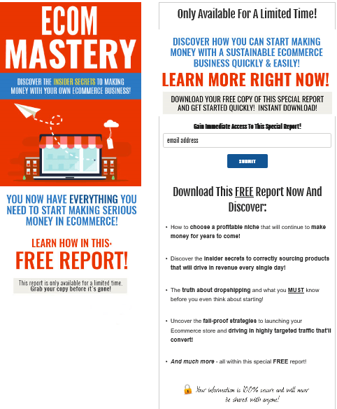Ecommerce Business Mastery PLR Squeeze Page