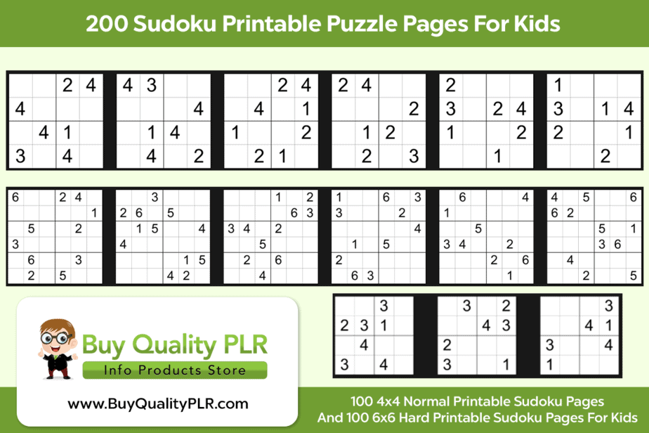 Two 4x4 sudoku for kids to print: Level Beginner, No. 1 and No. 2.